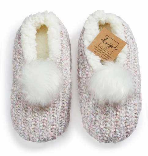Picture of HARMAN KNIT SLIPPERS - GREY POPCORN #K64663